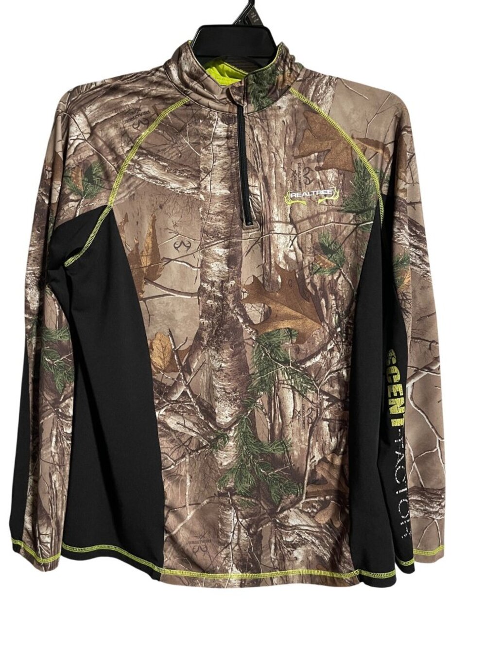 Realtree Quarter Zip Camouflage Long Sleeve Performance Shirt Men M Scent Factor